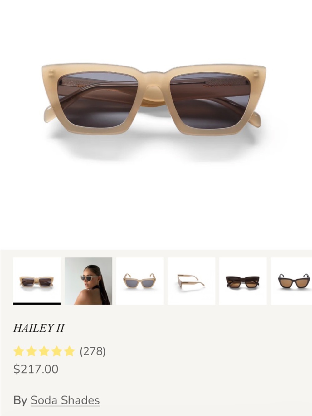 Soda Hailey II Sunglasses in Beige with Brown Lenses